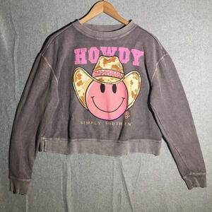 Womens Simply Southern Sweatshirt Cropped Howdy Cowboy Country Western Faded